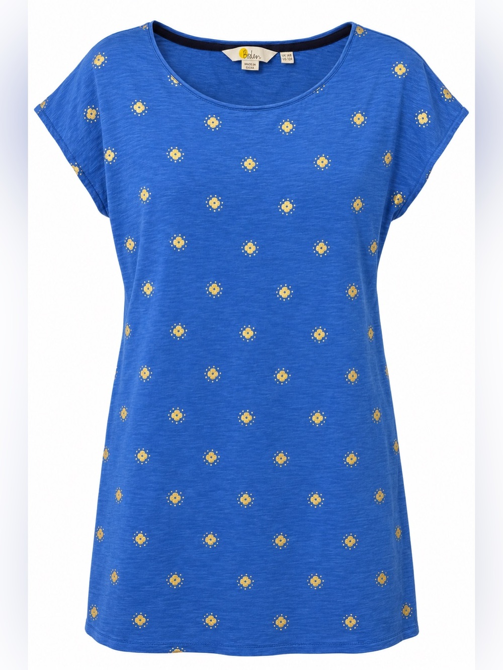 Boden 100% Cotton Blue Gold Tee Shirt Dress size 10